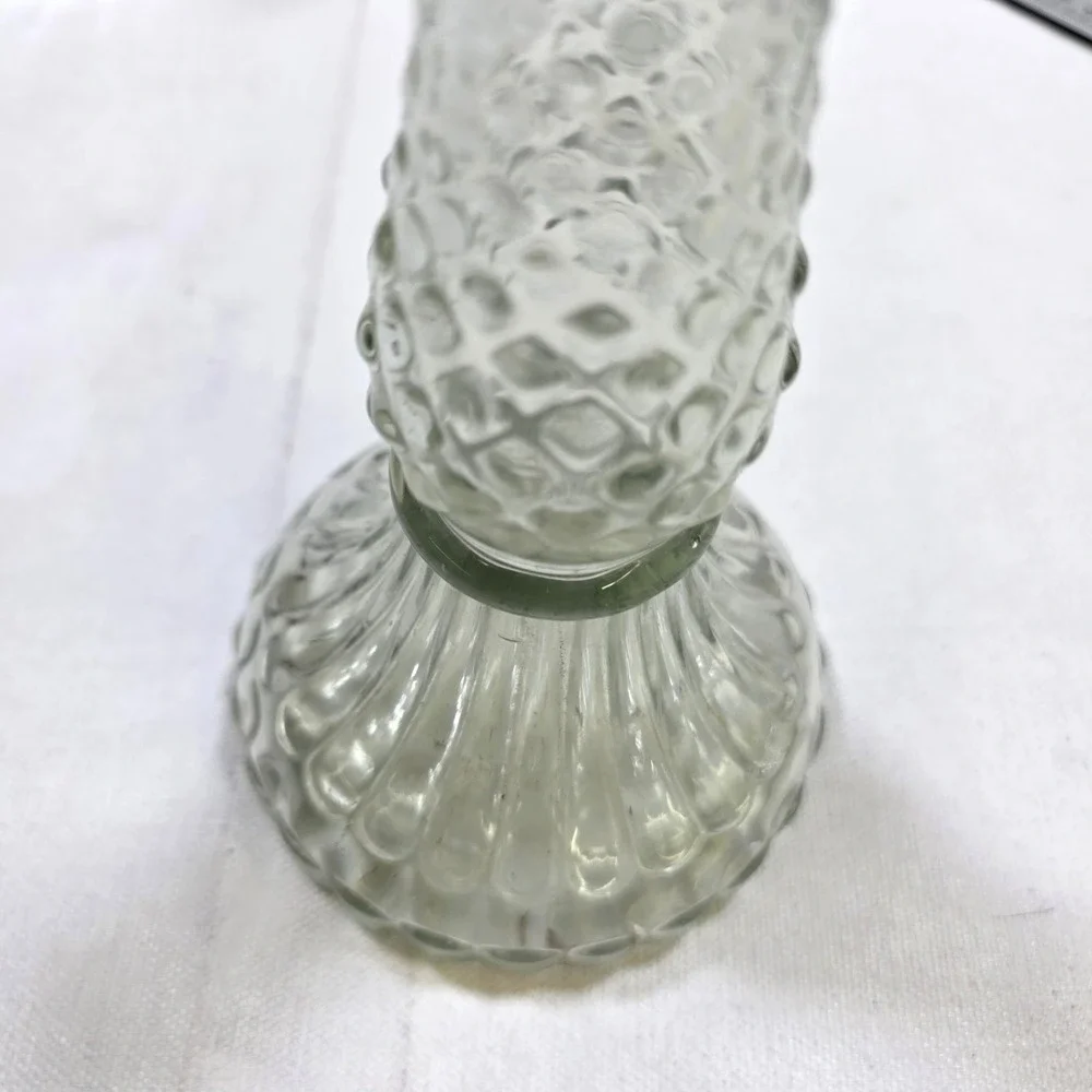 Farmhouse Glass Candlestick Holder Set of 3 Clear 8.5